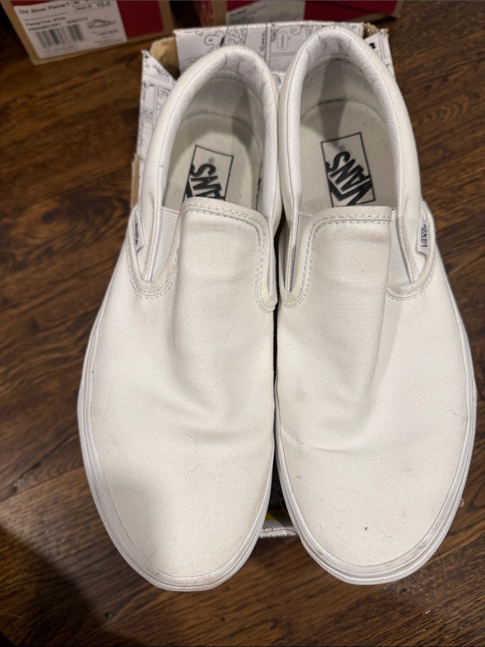 Vans White Slip-On Canvas Sneakers
